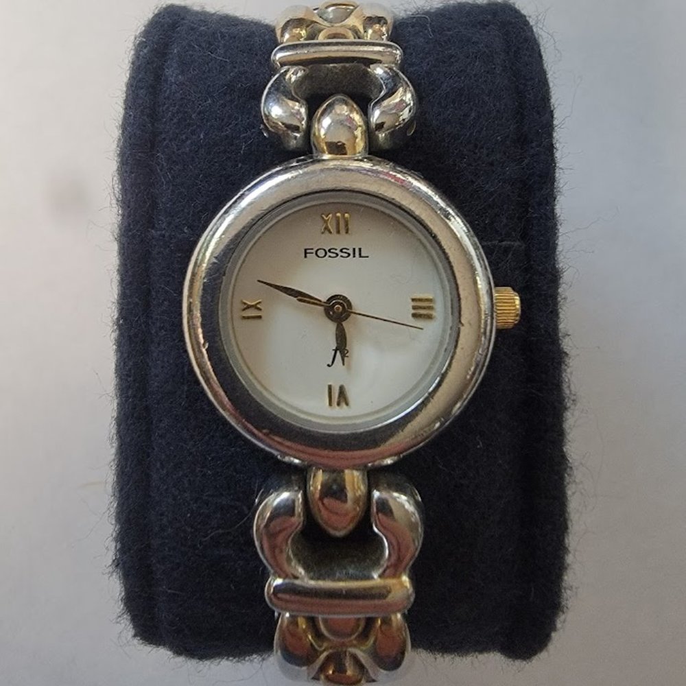 FOSSIL F2 ES-8678 Two-Tone White Face Watch 6.5"